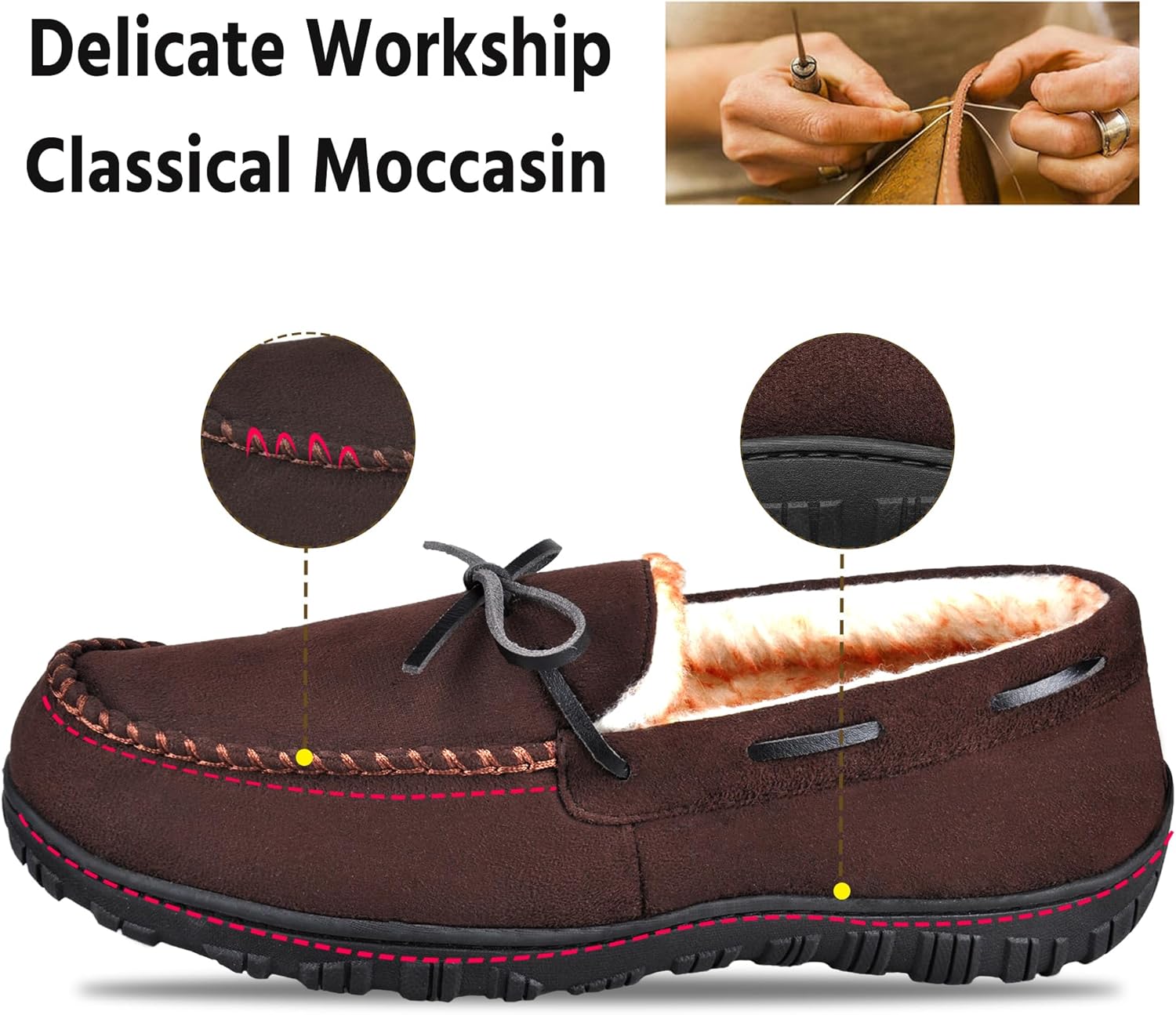 MIXIN Mens Slippers Indoor Outdoor Memory Foam House Shoes Anti-Slip Moccasins Slippers for Men - Image 5