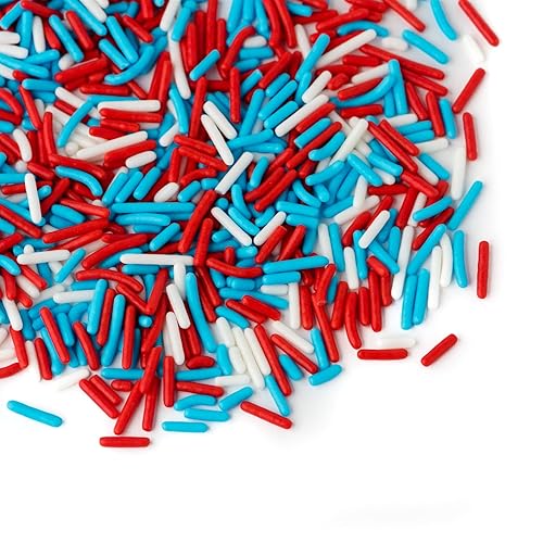 Sweets Indeed Gránulos, mezcla comestible para espolvorear, rojo, blanco y azul, perfecto para decoraciones de pasteles, hornear, helado, galletas,