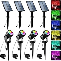 Vista 22 de T-SUNUS Luces Solares de Jardín Tipo Foco, Luz LED Solar para Paisajismo Exterior IP65 Impermeable Cable de 9.8 pies, Panel Solar Separado