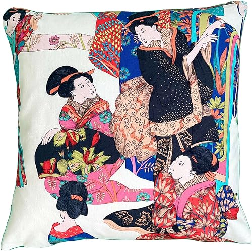 Funda de cojín decorativa tipo kimono para sofá blanco de geisha japonesa para decoración del hogar, estilo oriental asiático