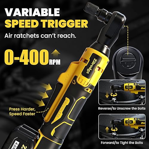 Miniatura 6 de Juego de llaves de trinquete eléctricas inalámbricas de 1/2 pulgada con múltiples brocas, llave de trinquete eléctrica de 89 pies-libras 400 PRM