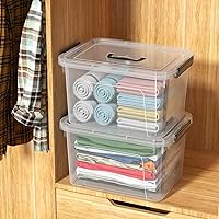 Vista 5 de Quickquick - Cajas de almacenamiento de plástico transparente de 18 cuartos de galón, contenedor de pestillo con asa, 4 paquetes