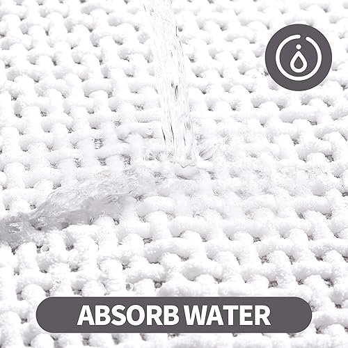 Miniatura 4 de Alfombra de baño fina blanca, 16 x 24 pulgadas, lavable antideslizante para baño