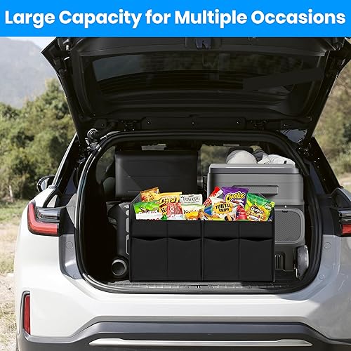 Miniatura 6 de Simple Deluxe Organizador de maletero para SUV, plegable con 2 compartimentos de almacenamiento de 50 litros, poliéster Oxford 600D impermeable,