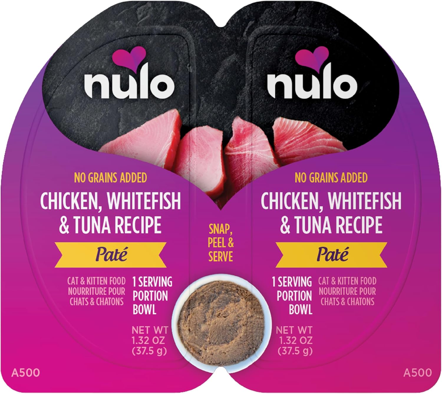 Nulo Split Cup Chicken, Whitefish & Tuna Recipe Grain-Free Pate Wet Cat & Kitten Food, 2.64 Ounce, Case of 10