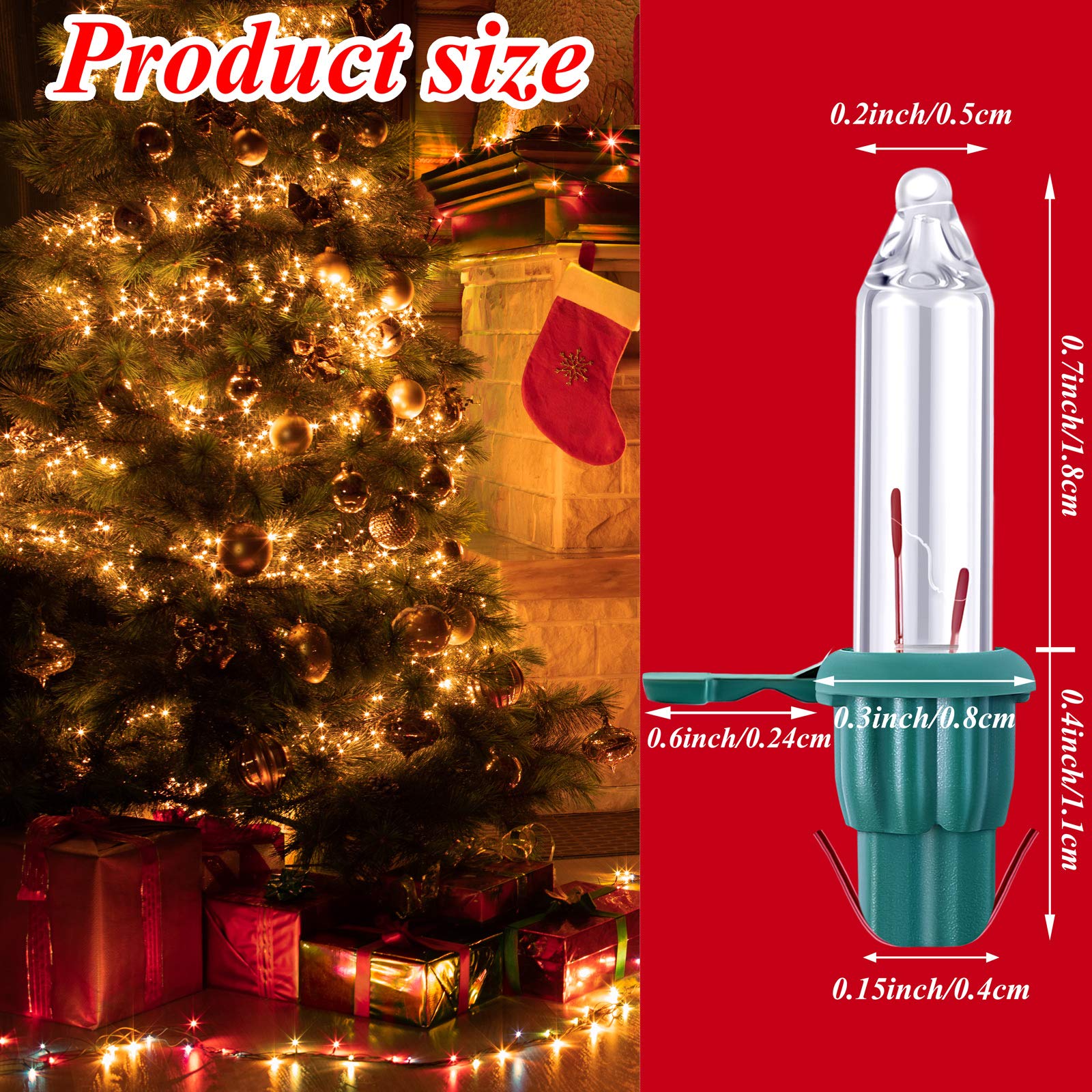 Aodaer 200-Pack Mini 2.5 Volt Replacement Light Bulbs With Green Base – 170mA, 0.42W For Christmas Trees, Wreaths & Decor