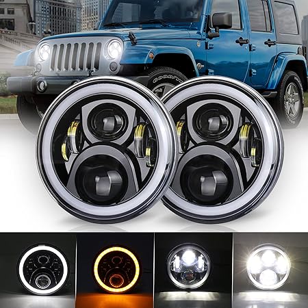 Amazon Xinyou Led Jkラングラー ヘッドライト 対応 7インチ Led ヘッドライト デイライトとウインカー機能付き Jeep ラングラー ジムニー トヨタ Fjクルーザー純正交換 2個セット ヘッドライト本体 車 バイク