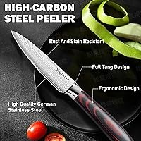 Vista 6 de 5 Pcs Chefs Kitchen Sharp Knife Set - Japanese Professional Cooking Cutting Knives for Meat Vegetable Bread and Paring, High Carbon Stainless Steel