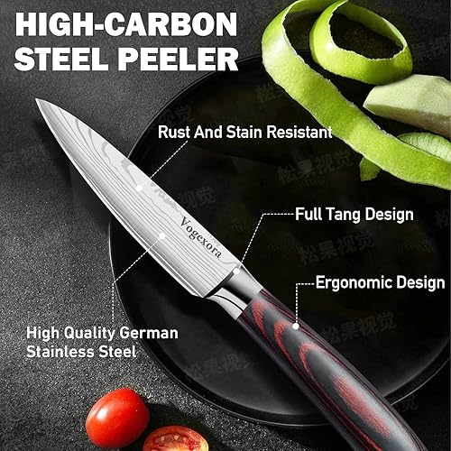 Miniatura 6 de Juego de 5 cuchillos afilados de cocina para chefs, cuchillos de corte japoneses profesionales para carne, pan de verduras y pelar, Santoku de acero