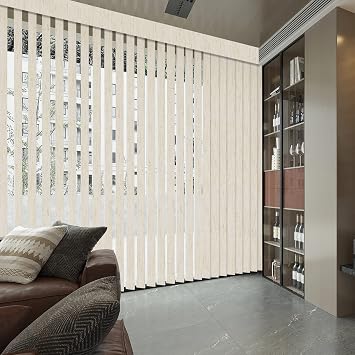 Blackout Vertical Blinds Window Shades, Linen Beige Custom Window Blinds Energy Saving UV Protection Noice Reduce Vertical Blinds for Windows, Patio Doors, Sliding Doors