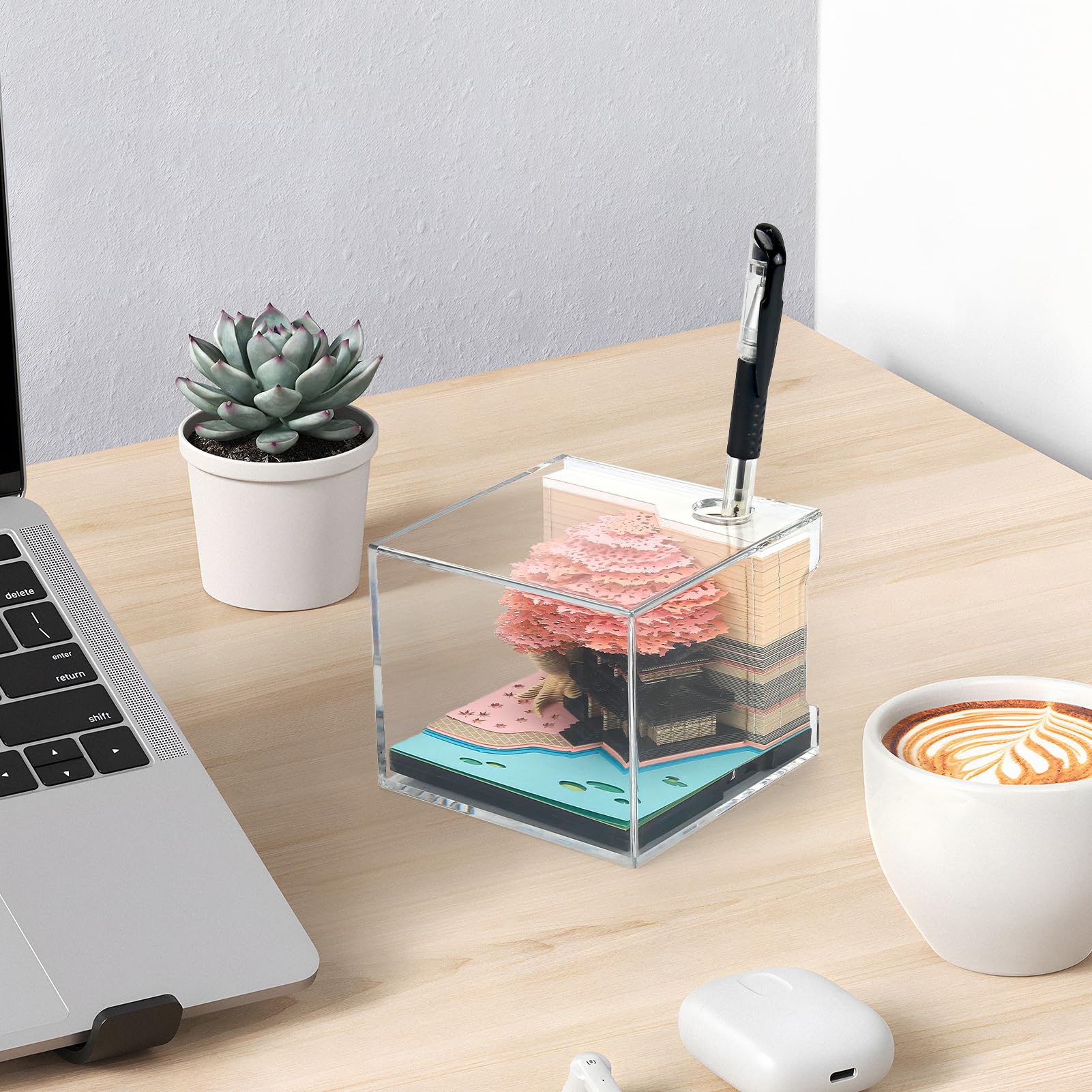 Calendrier 3D 2026 Détachable, Calendrier De Bureau Avec Lumières LED, Bloc-Notes Avec Porte-Stylo, Notes Autocollantes Pour Calendrier, Cadeau Créatif Pour Noël, Décoration d'Intérieur