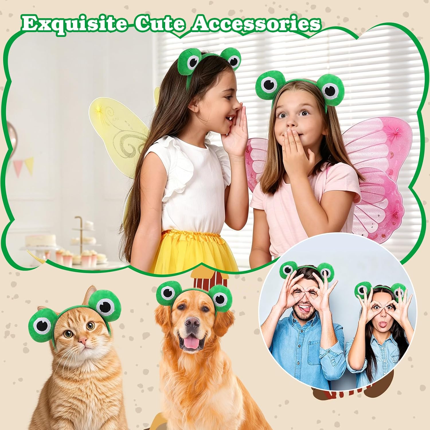 DIYASY 2 Pcs Frog Eyes Headband, Cute Animal Ear Hairband Costume image 5
