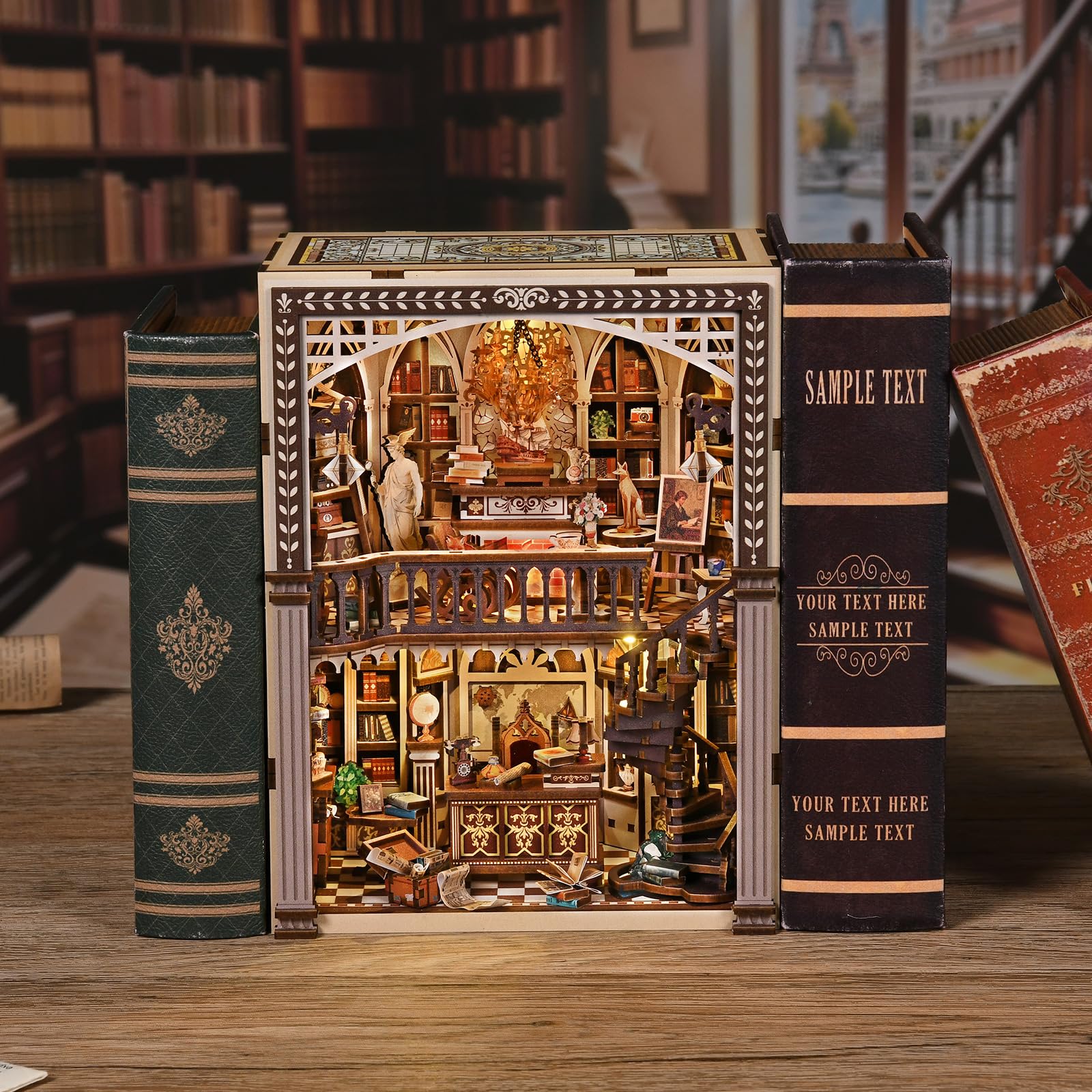 Spilay Book Nook, Reisebuchhandlung DIY Miniature House | Mit LED, 3D-Puzzle, Bücherregal- & Schreibtischdeko, Miniatur-Diorama, DIY-Bastelset für Erwachsene, Geschenk