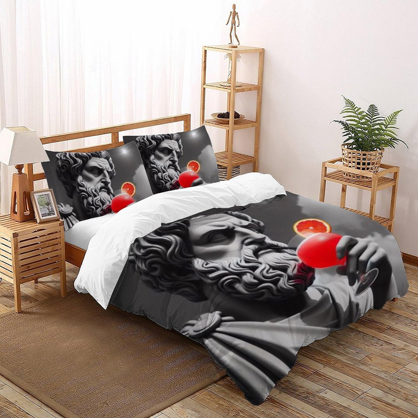 Housse de couette fermeture éclair 200x200 anti-glissement en microfibre douce 3D