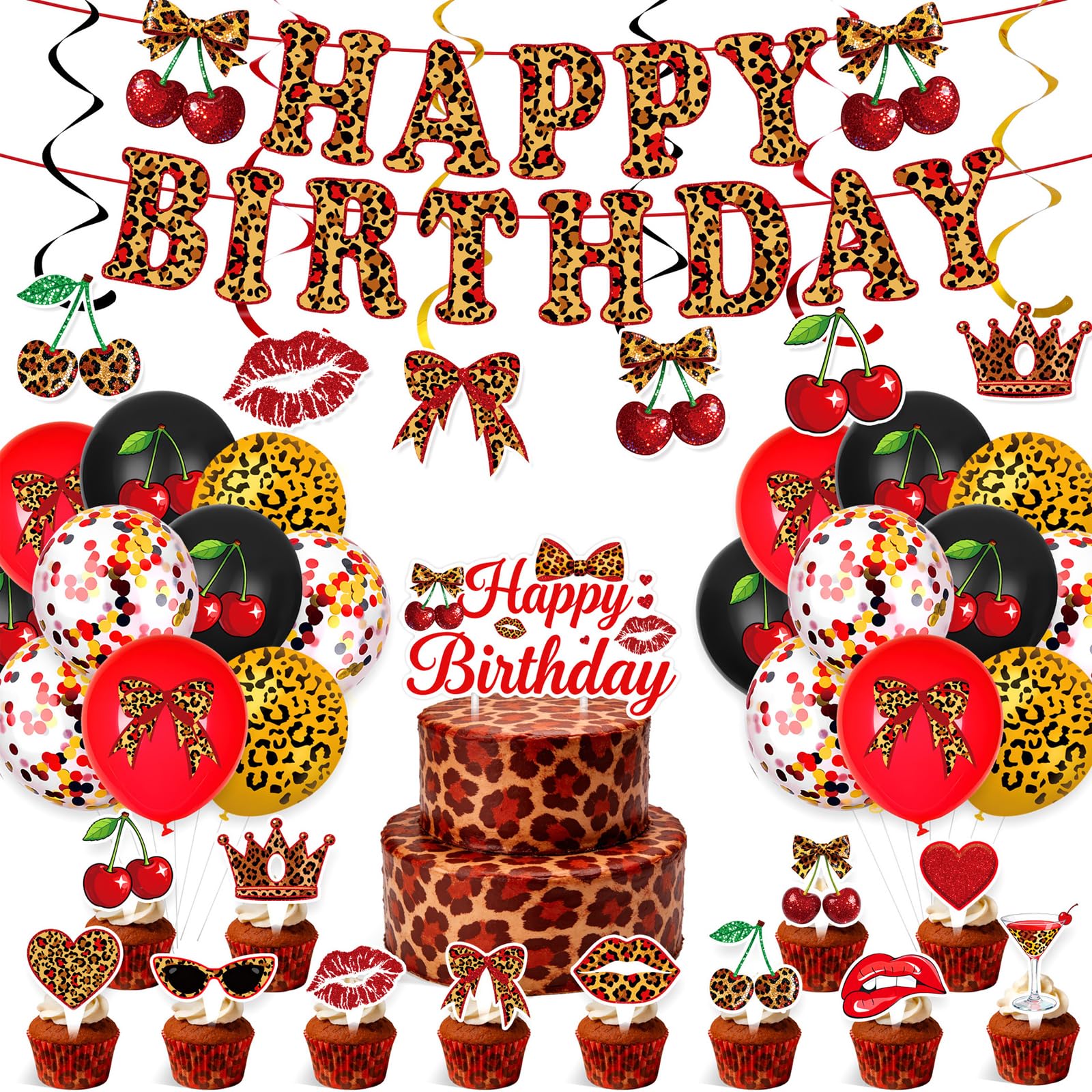 ZPSOSPZ 64Pcs Leopard Print Birthday Decor for Women Girls Party Supplies