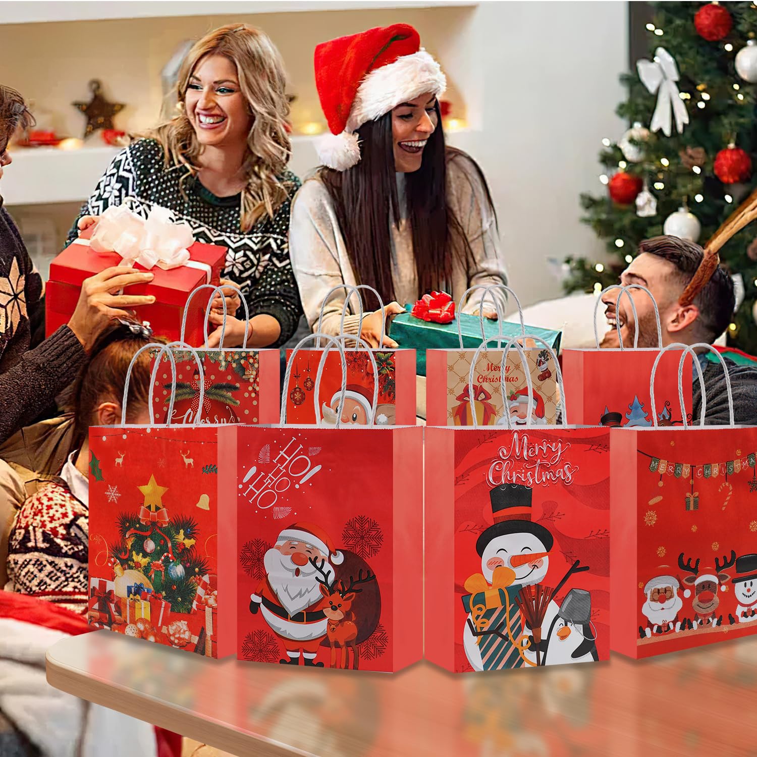 Amazon | ハンドル付きクリスマスギフトバッグ、小さなクリスマス