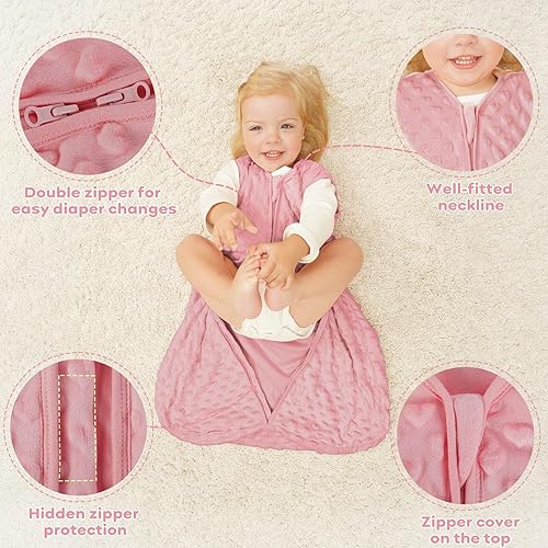 Miniatura 3 de Yoofoss TOG 1.5 - Saco de dormir de forro polar para bebé de 18 a 24 meses con puntos de felpa, manta para bebé con cremallera de 2 vías, saco de