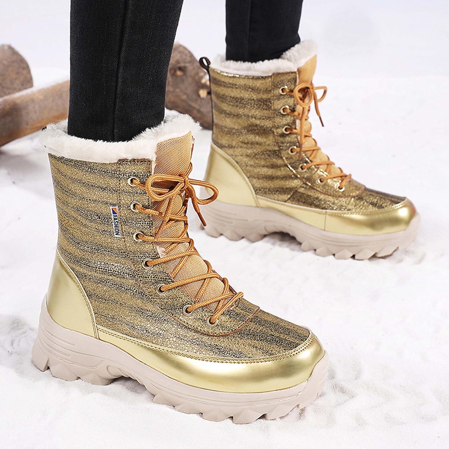 Women's Lace-Up Outdoor Warm and Multifunctional Leisure Hiking Boots, Lightweight and Practical, Suitable for Off-Road, Backpacking, Fitness Training and Street Sports