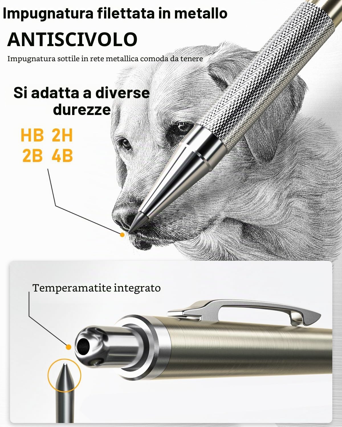 Nicpro 6 Pezzi Matite Meccaniche Set 0,3 0,5 0,7 0,9mm 2mm Portamine per Artista Disegno
