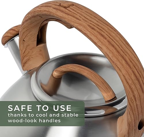 Miniatura 5 de WALDWERK Estufa de té (2.4 cuartos de galón), tetera para estufa, también para estufas de inducción y gas, hervidor de té de acero inoxidable,