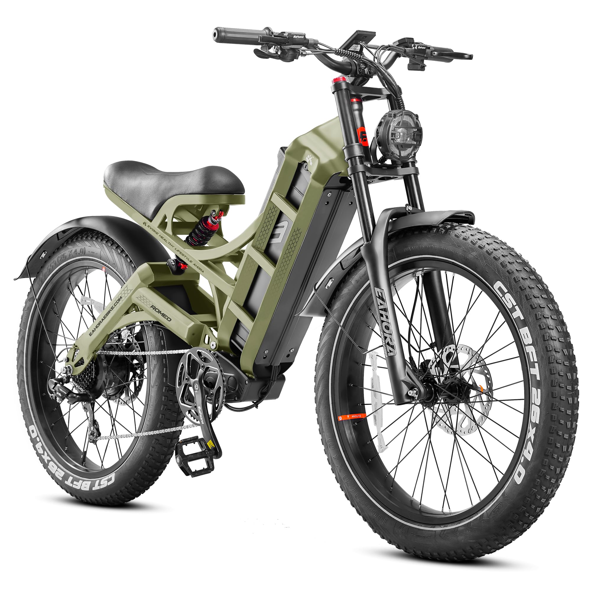 Romeo Pro II 1600W/4000W Electric Bike for Adults 52V 60AH/70AH Long Range Dual Motor Electric Mountain Bike Dual Hydraulic Brakes Full Suspension EBike Colorful Display Electric Bicycle