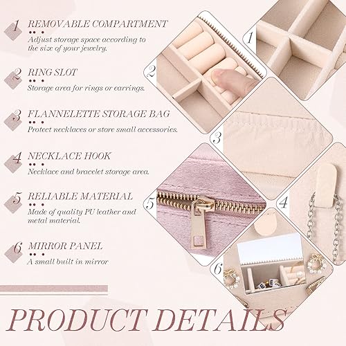 Miniatura 3 de Yinkin Joyero de viaje portátil de 6 piezas, caja de regalo de dama de honor, joyero de terciopelo, pequeño organizador de joyas de viaje, mini