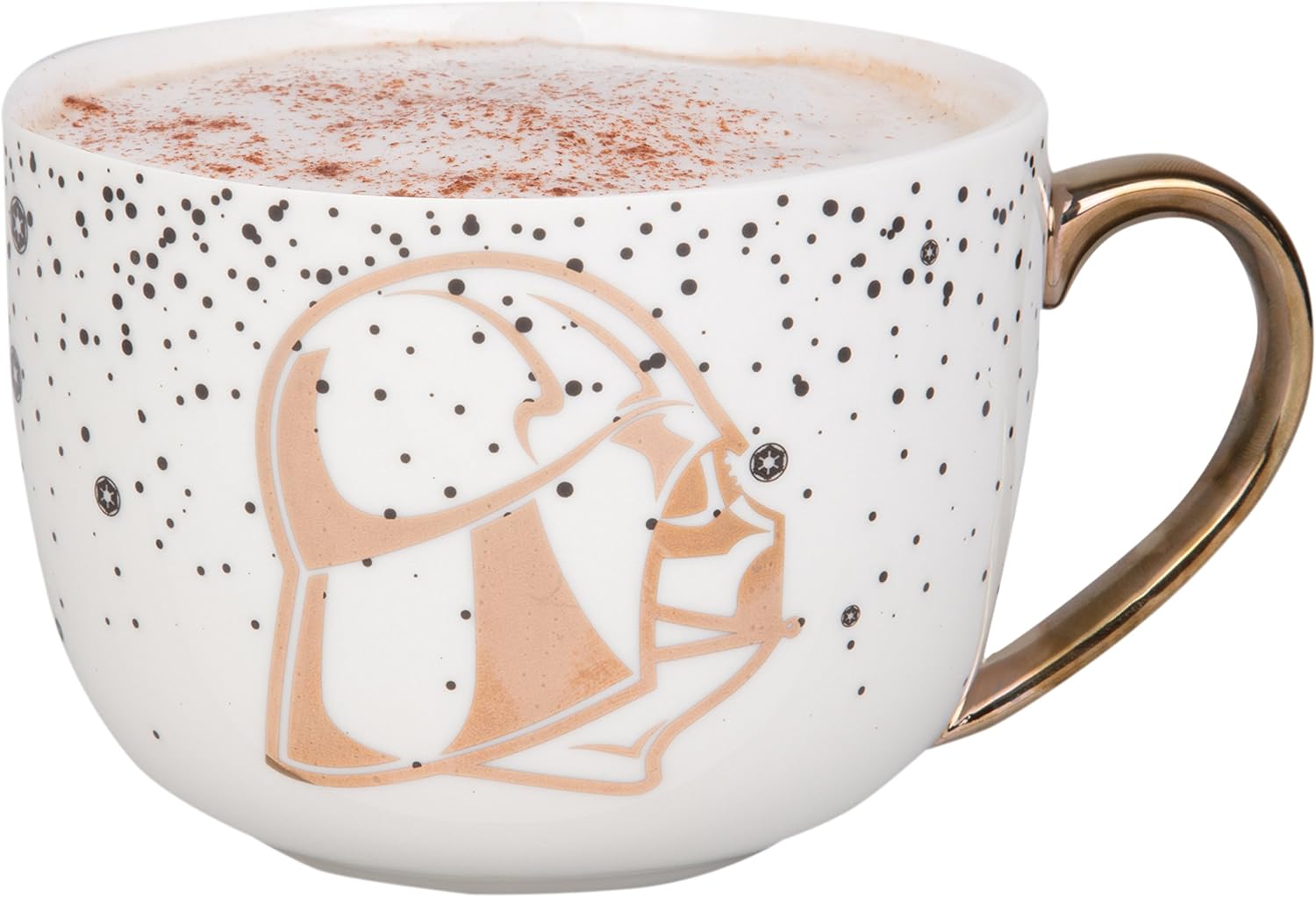 Star Wars Darth Vader Ceramic Coffee Latte Mug - Cute Pinache Gold Hearts and Vader Helmet Design