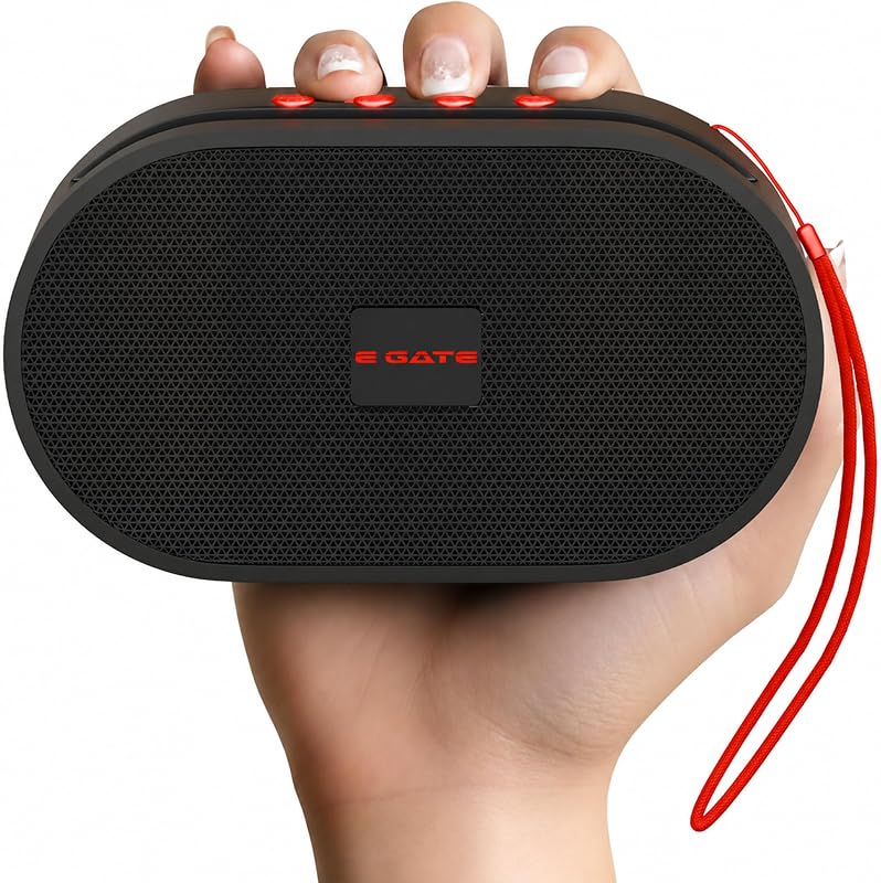 E GATE Atom S21 Bluetooth Wireless Speaker with Phone Stand | 5W | 52mm Driver, Bluetooth 5.2 | TWS Pairing, FM Radio, USB & mSD Card Support | Up to 10 Hours Playtime Portable Speaker (Black)