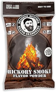 Bearded Butchers Hickory Smoke Flavor Powder, 3 oz - Natural Smoke Flavor, Portioned for Up to 25 lbs of Meat, Perfect for DIY BBQ, Grilling, Smoking, Curing, and More - No Mess, Kitchen-Ready