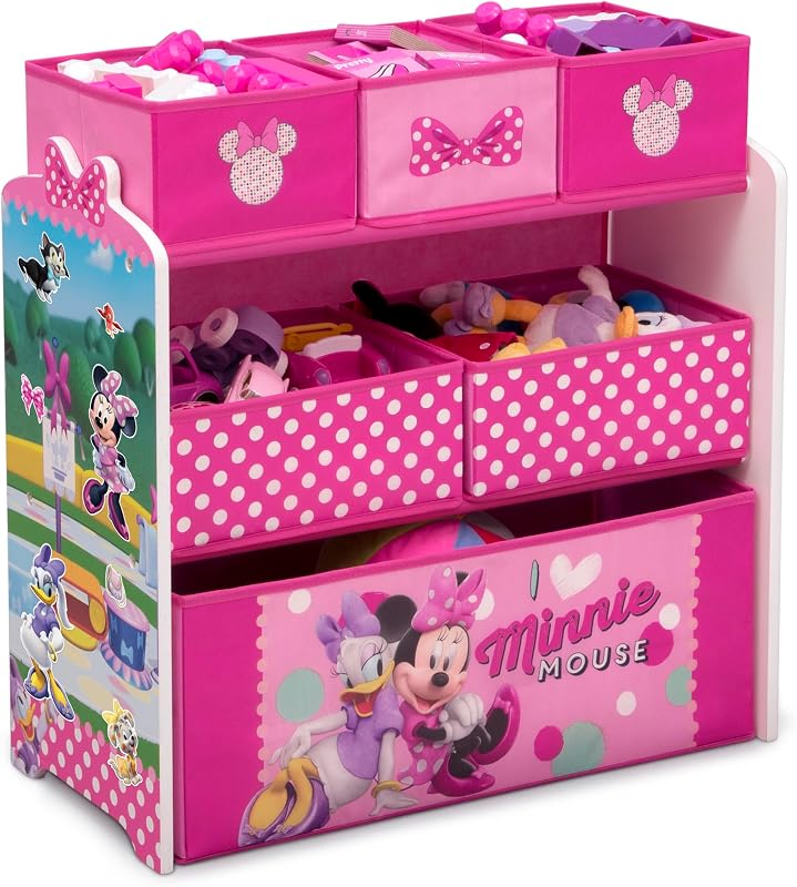 Delta Children Disney Minnie Mouse 6 contenedores de diseño y almacenamiento organizador de juguetes