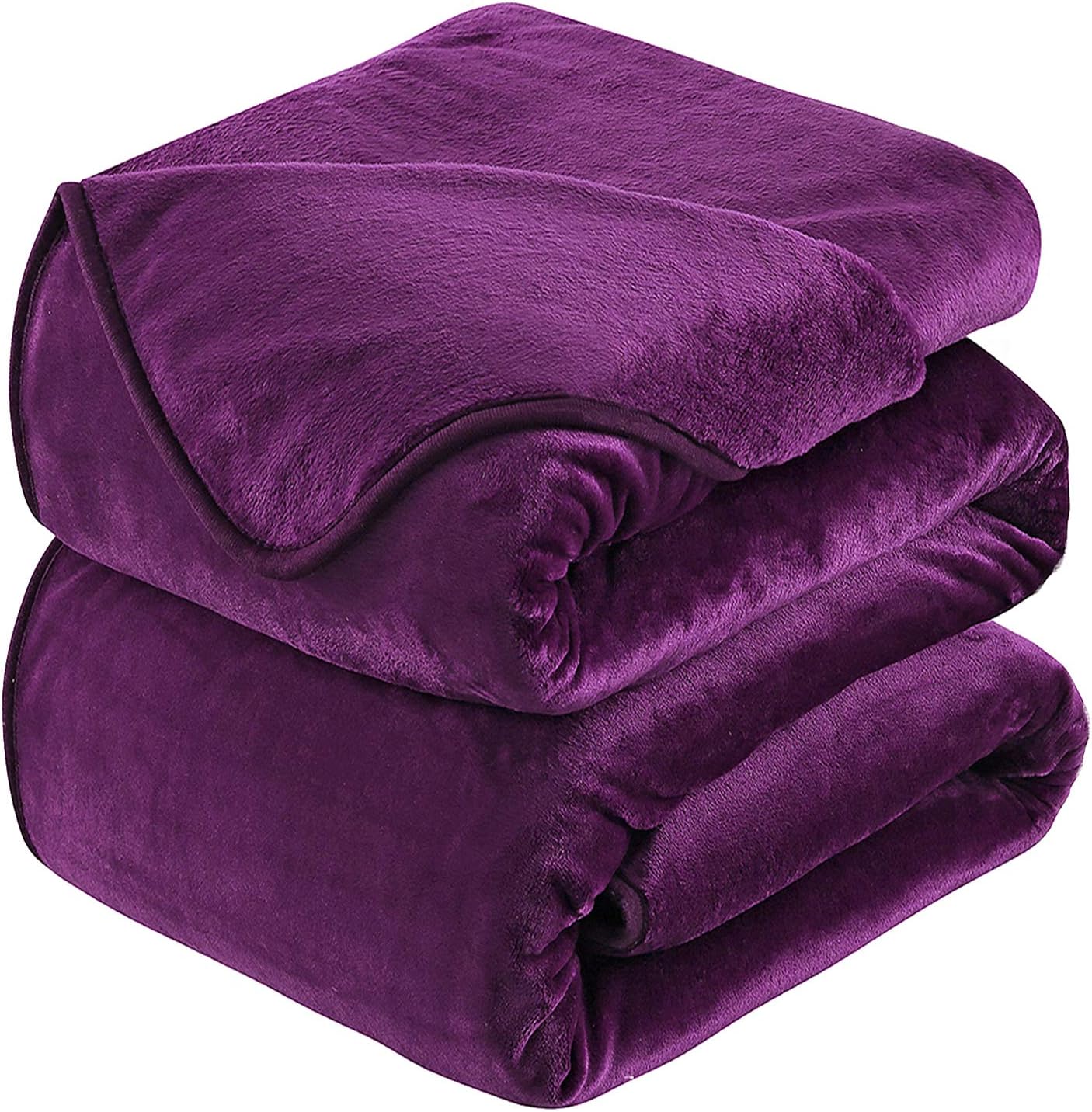 Soft Blanket King Size Blanket All Season Warm Fuzzy Microplush Lightweight Thermal Fleece Blankets for Couch Bed Sofa,90x108 inches,Purple