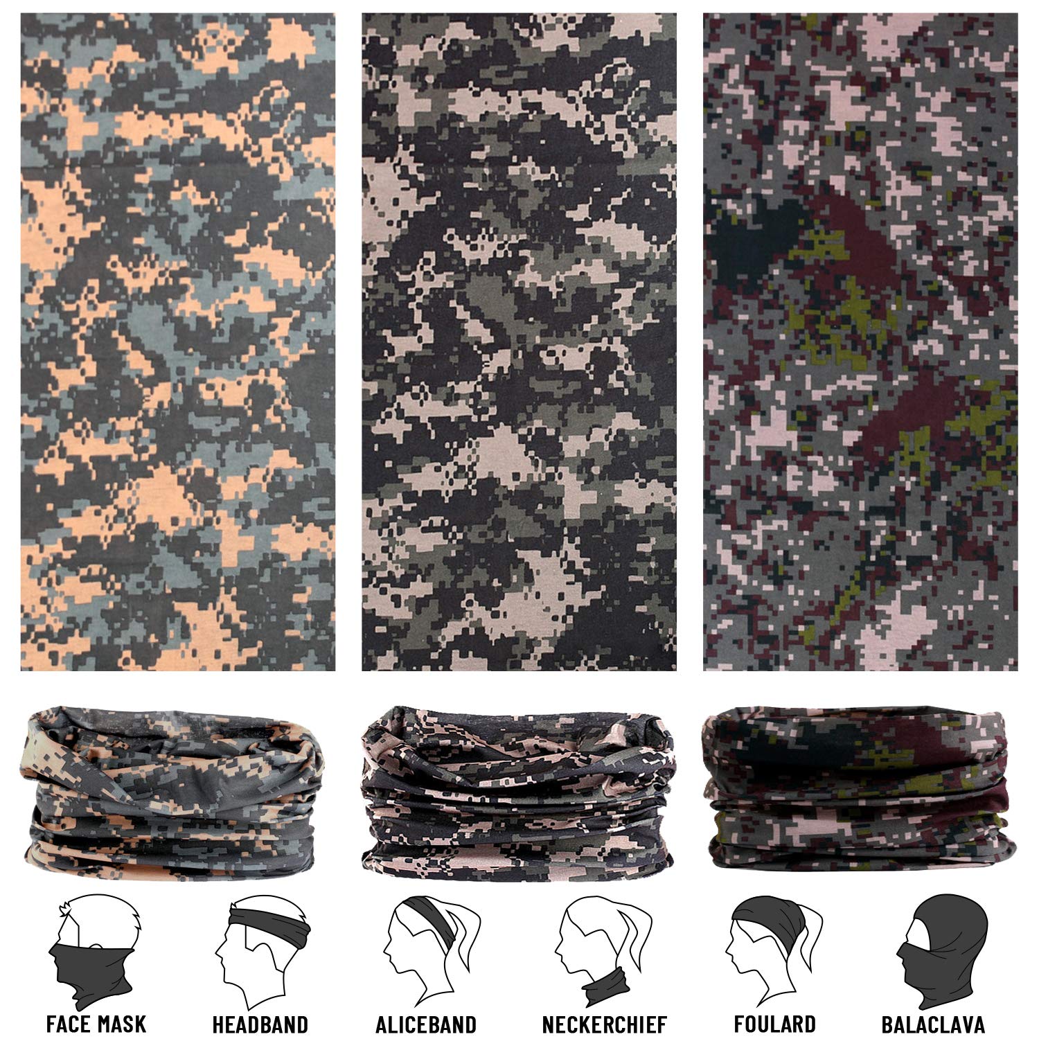 Neck Gaiter Headwear Headband Elastic Seamless Multifunctional Face Bandana Mask Sport Scarf for Men and Women for Motorcycle, Runing, Fishing, Hiking, Workout,Yoga etc 1