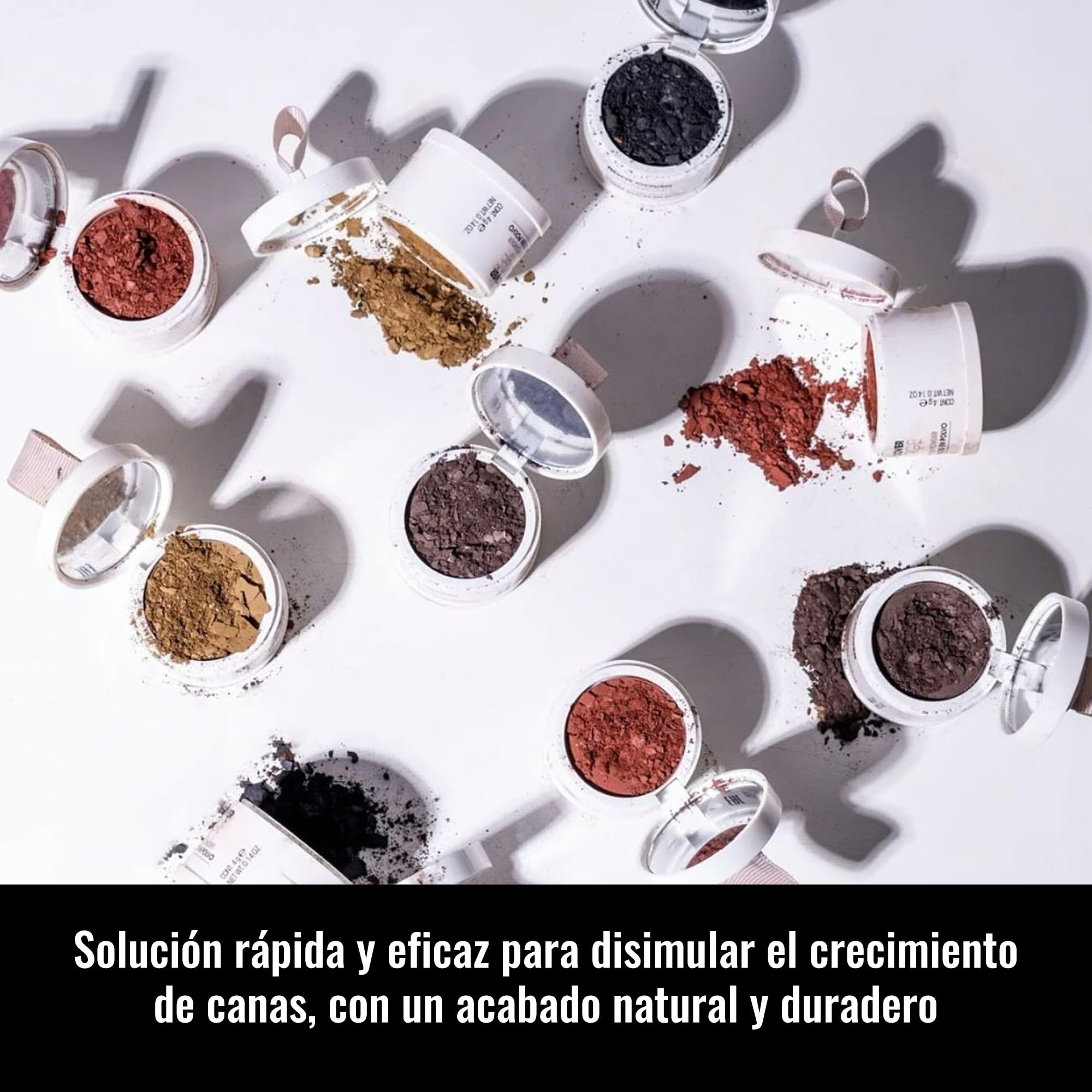 LENDAN - Cubre Raíces Canas en Polvo - Root Cover Charge - 4 g - Color Negro - Polvo Mineral para una Cobertura Fácil, Instantánea y Natural de las Canas - Absorbe la Grasa o Sebo de la Raíz