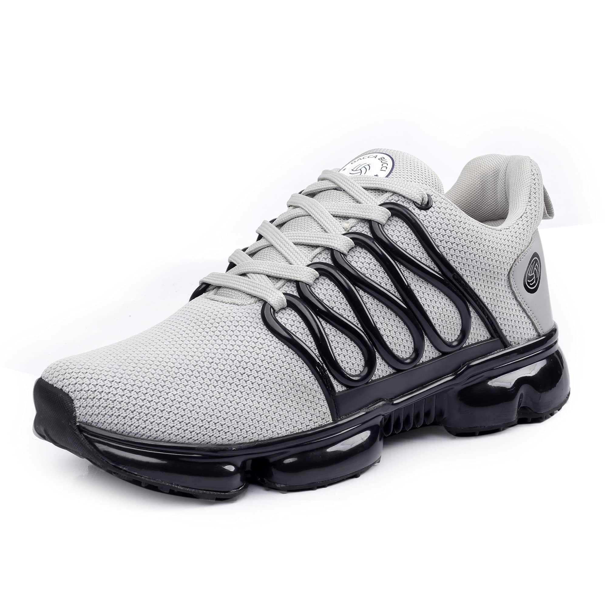 Bacca Bucci® Mens Flex 5.0 Running Shoes for Tough Surface Run with Natural Rubber & Eva Sole and Breathable Upper- Grey, Size UK8 (B097NFLRQC) Amazon Price History, Amazon Price Tracker