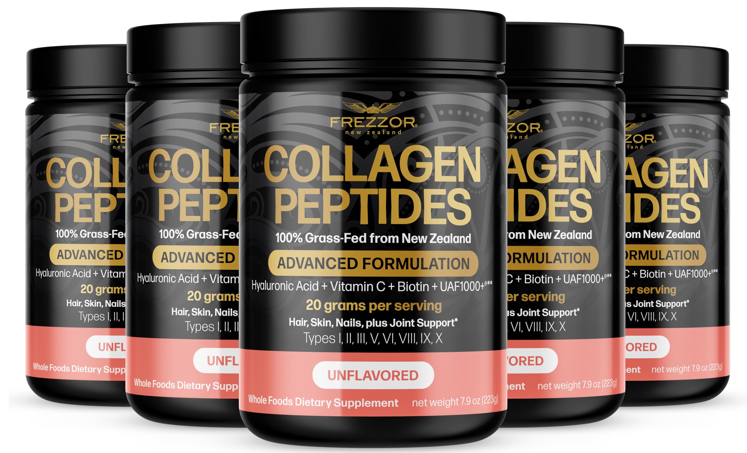 FREZZOR Collagen Peptides Powder Fine Lines Wrinkles Hair Nails Supports Youthful Flexibility Mobility 100 New Zealand Hydrolyzed Beef