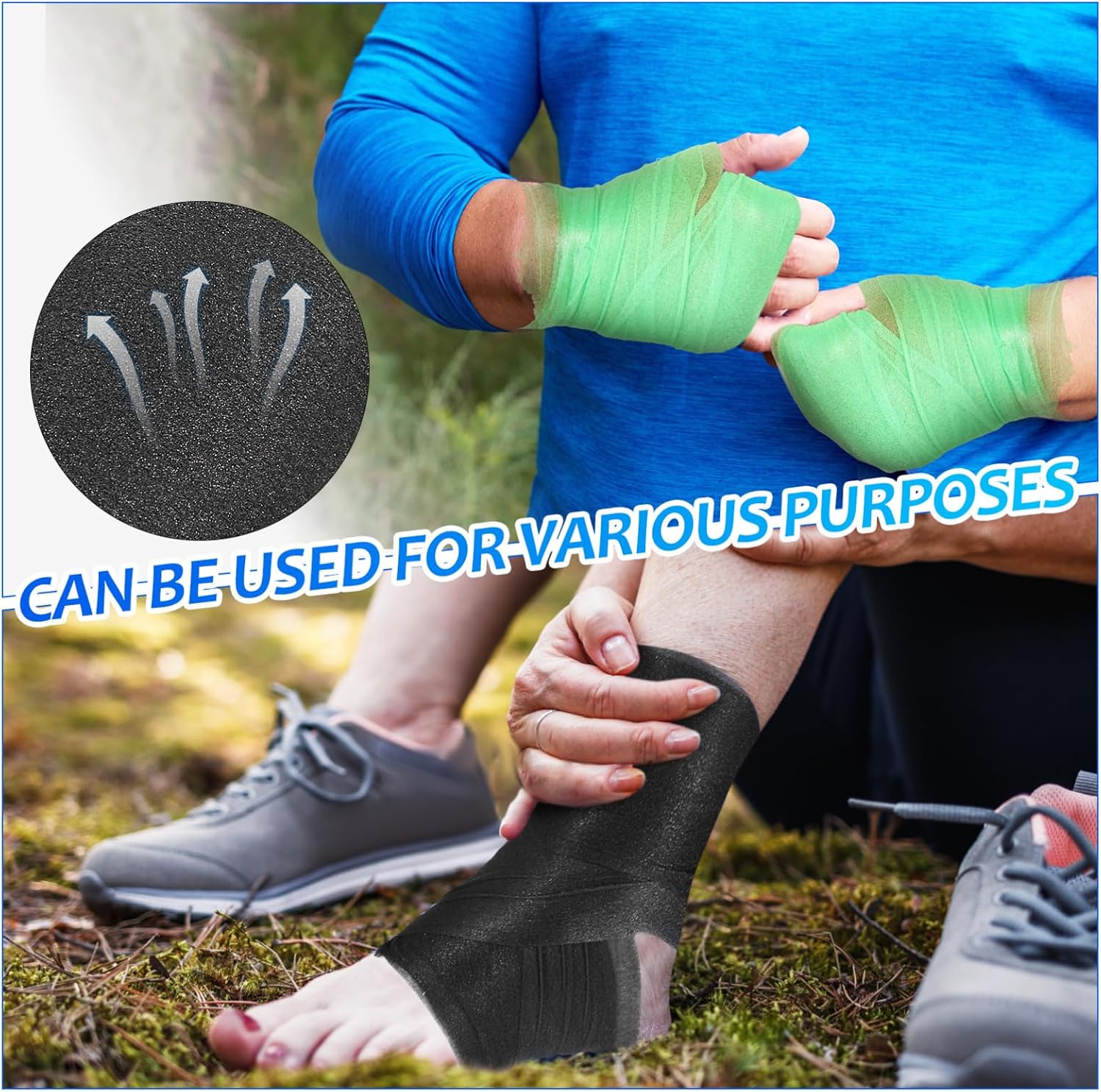 4rolls Soft Athletic Pre Wrap Tape Shock Absorbing Skin-Friendly for Sports Hair and Injury Support Wrists Ankles and More