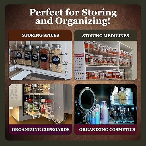 Miniatura 7 de Vertical Spice - Estante de especias estrecho para armario de cocina con 2 cajones y 2 niveles - Capacidad para 20 tarros de especias - Organizador