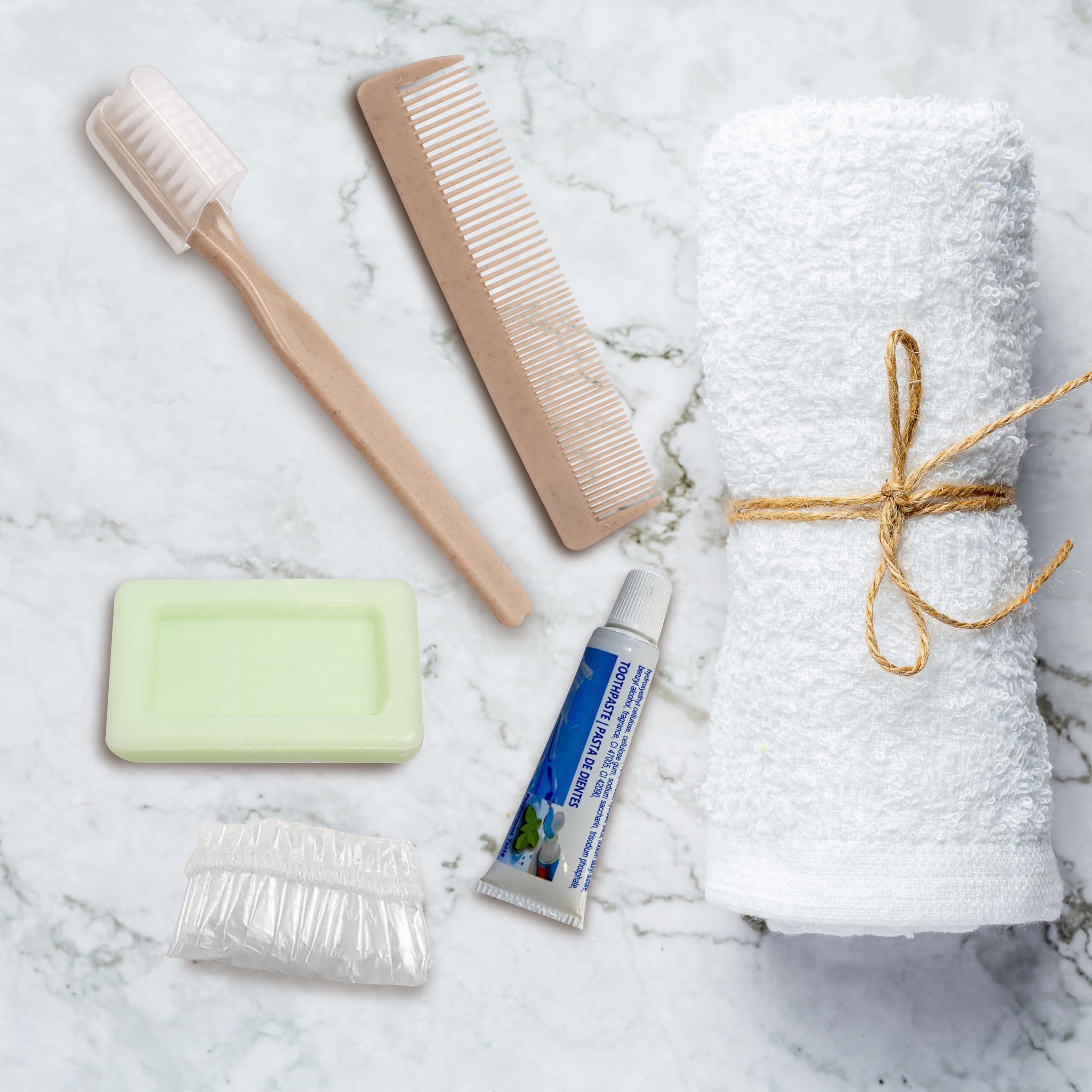 75 Sets de bienvenida hotel 5 piezas| 100% Ecológico| Neceser Bio Eco| Set higiéne personal para hotel ecológico| Amenities de bienvenida para hoteles