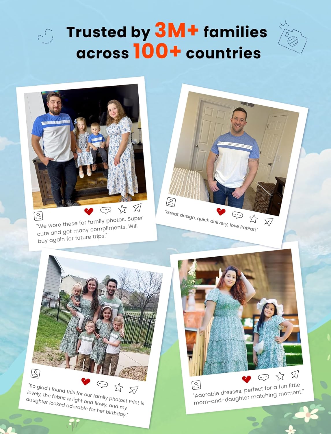 PATPAT Family Matching Outfits Mommy and Me Dresses Ditsy Floral Beach Vacation Photo Dresses and T-Shirts Matching Sets - Image 6