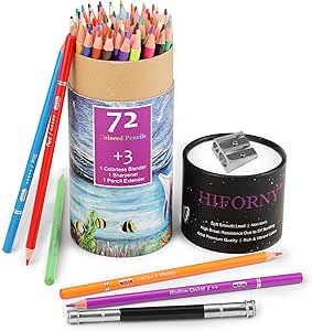 HIFORNY 130 Coloured Pencils Set, 120 Colours Soft Core