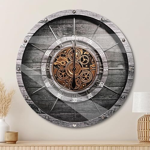 Miniatura 27 de HOIBAI Reloj de pared, relojes de pared grandes para decoración de sala de estar, 18 pulgadas, funciona con pilas, silencioso, sin tictac, moderno,