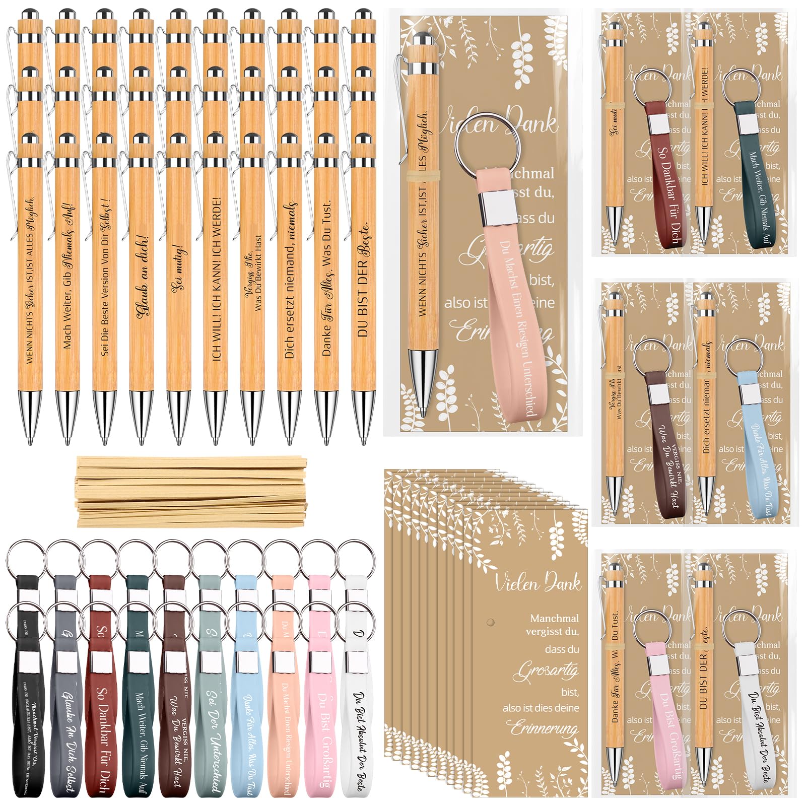 30 Sets Motivation Geschenk mit Inspirierender Kugelschreiber Silikon Schlüsselanhänger und Motivationskarten Dankeschön Geschenke Abschiedsgeschenk für Kollegen Mitarbeiter Team Lehrer Schüler