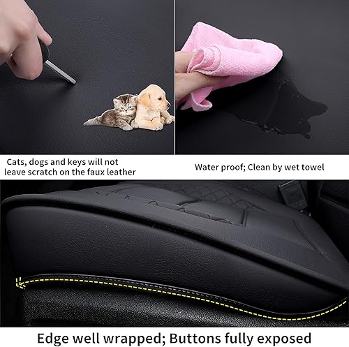 Miniatura 7 de LUCKYMAN CLUB D04-S2 Fundas de asiento de cuero sintético impermeable con funda de consola central (juego completo, color negro)