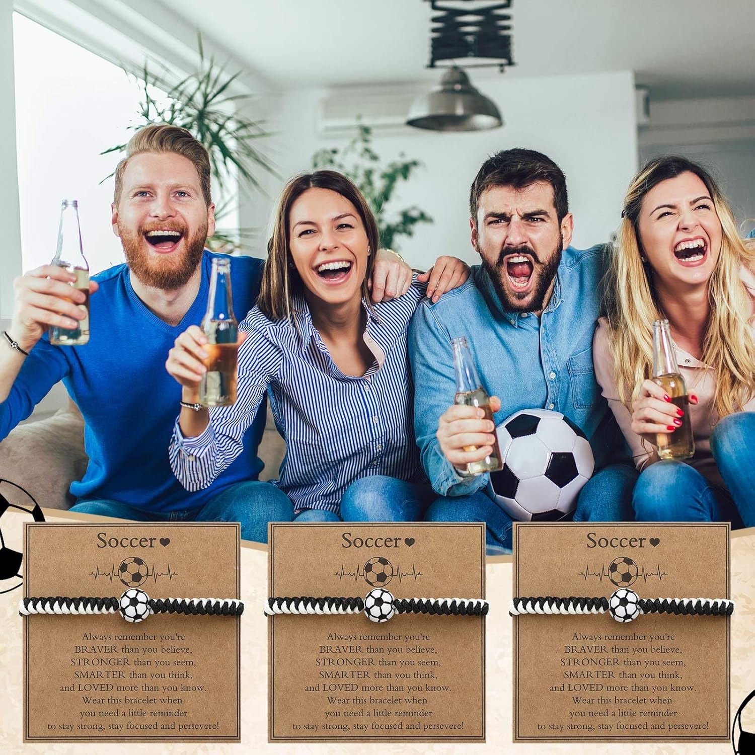 30 Sets Sports Charm Bracelets Bulk with Inspirational Card for Sports Party Favor Team Group Player Gifts - Image 4