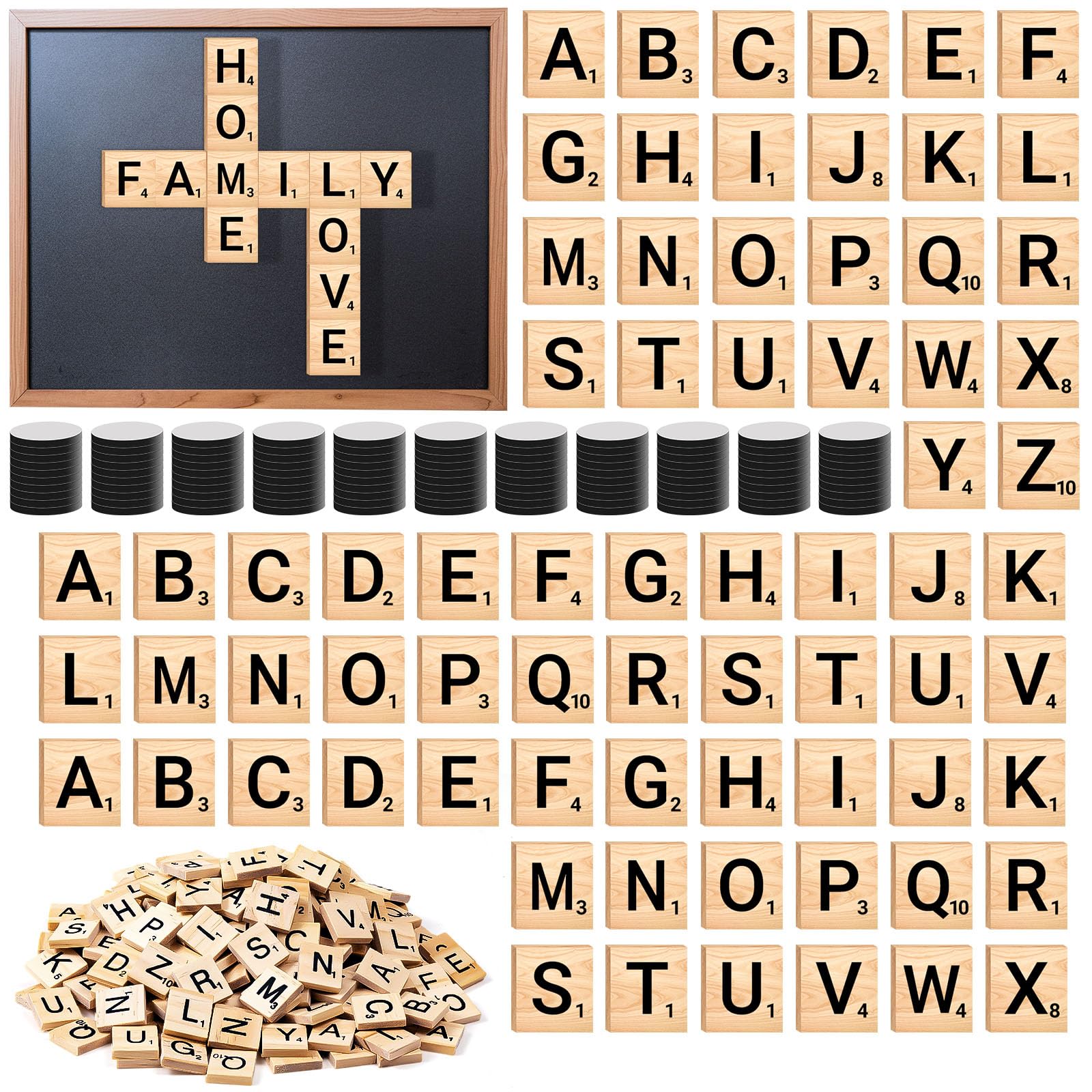 Lot de 600 lettres magnétiques en bois pour mur de réfrigérateur, réfrigérateur