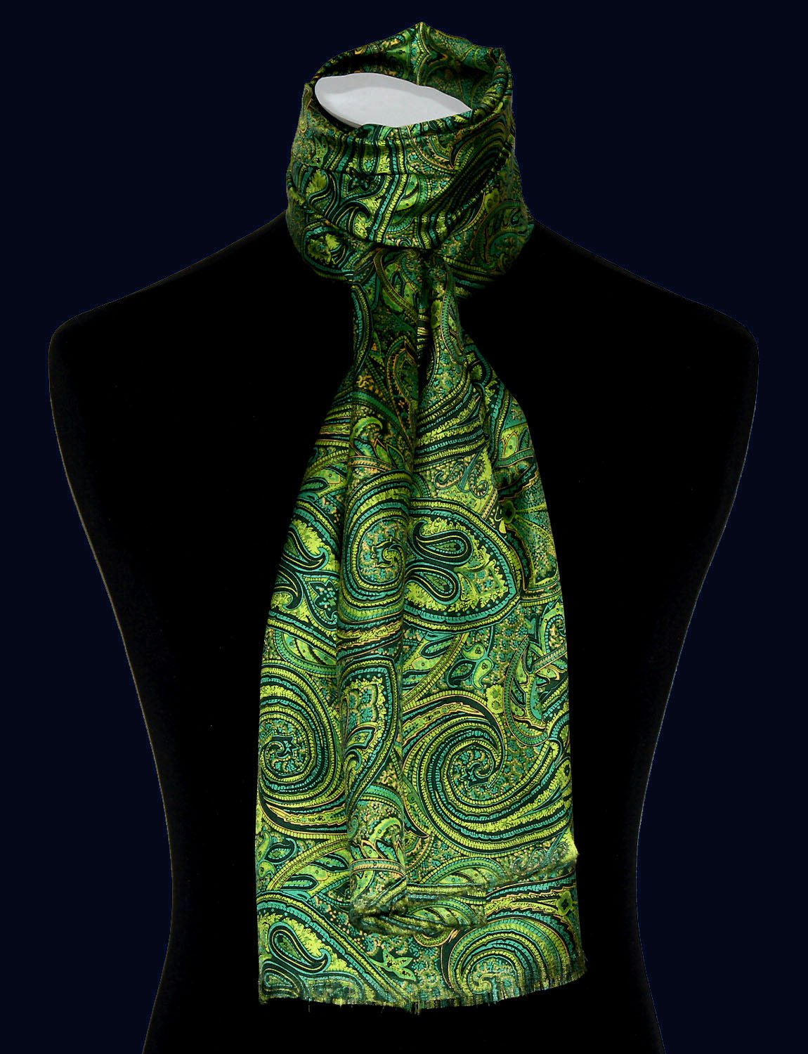 Lorenzo Cana 8914011 - Sciarpa da uomo in seta al 100% in armonica verde Toenen, con stampa a doppio strato, in stile Dandy, 30 cm x 160 cm, verde, 30 x 160 cm