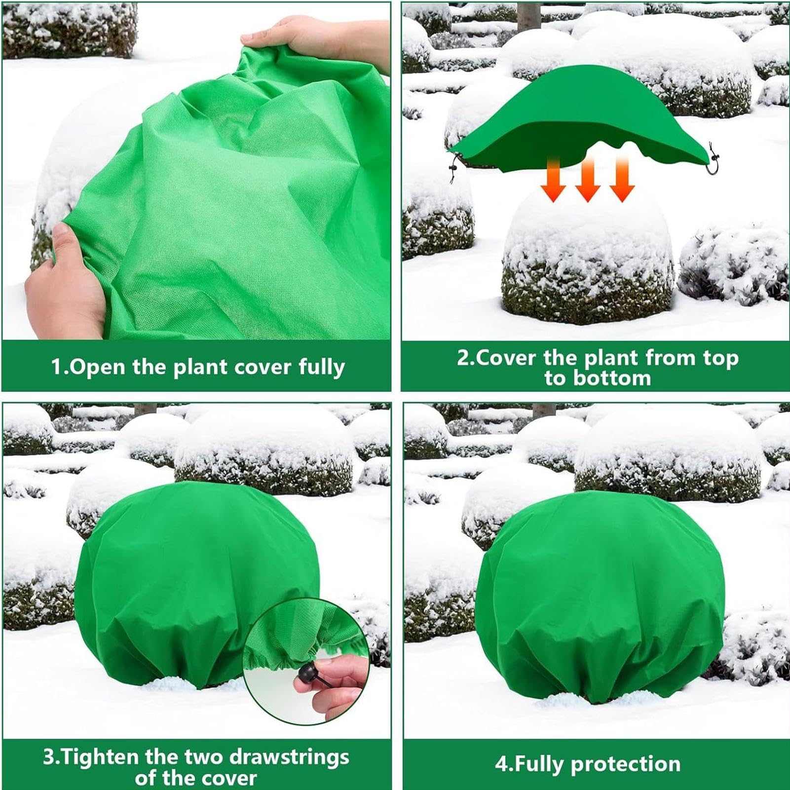 Protection des, Couverture Ronde pour l'hiver – Barrière réutilisable avec Cordon de Serrage pour arbustes, serres, Arbres, parterres surélevés, légumes, Balcon