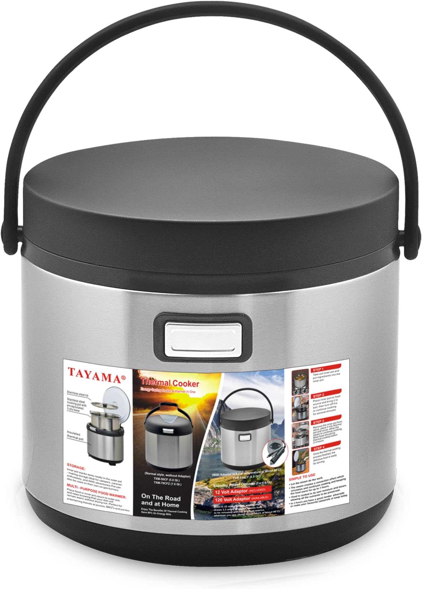Tayama Food Warmer in One Thermal Cooker, 6 Qt, Black