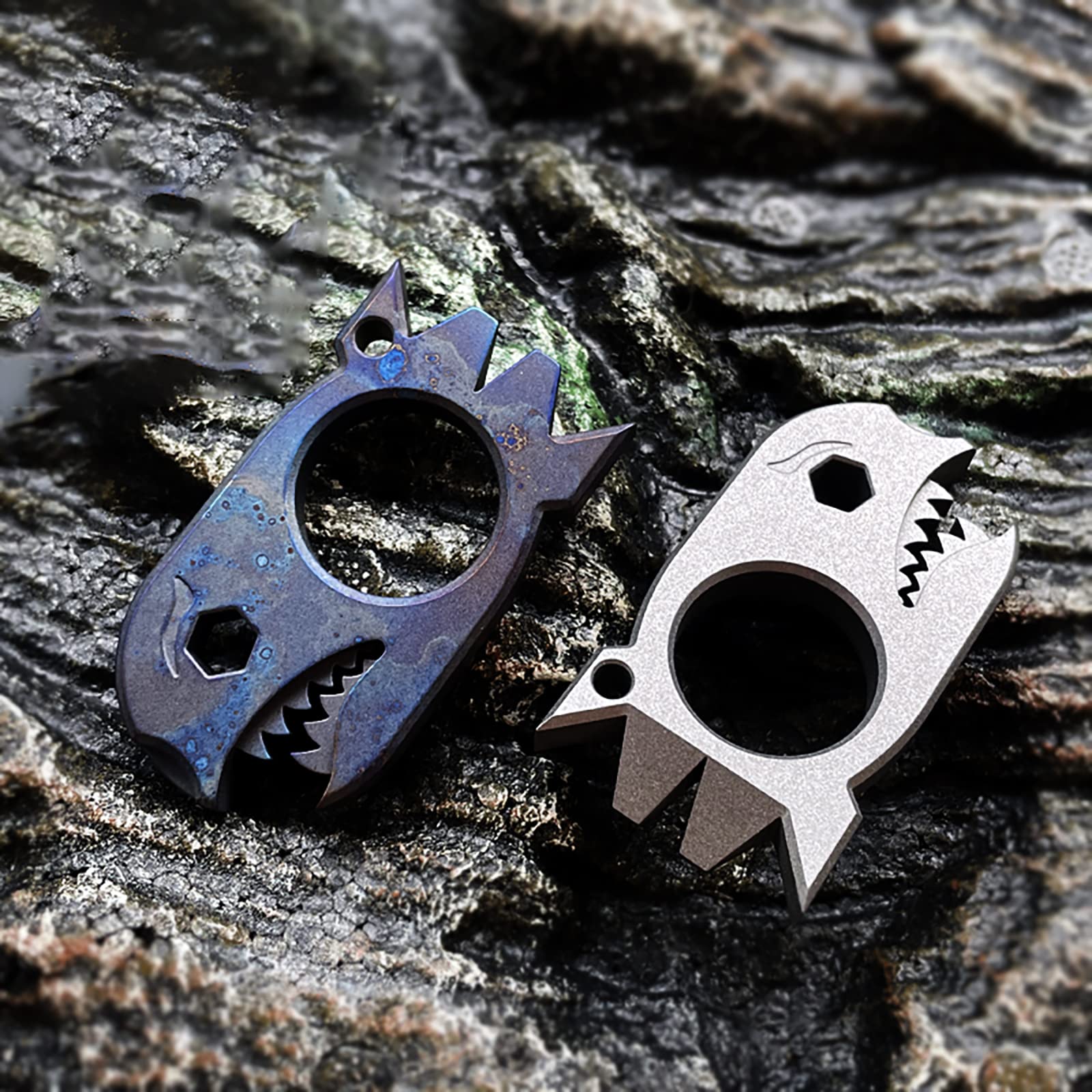 EDC Levier avec décapsuleur clé en titane multi-outil de poche de requin pour camping, randonnée, pêche, survie en plein air (couleur éblouissante)
