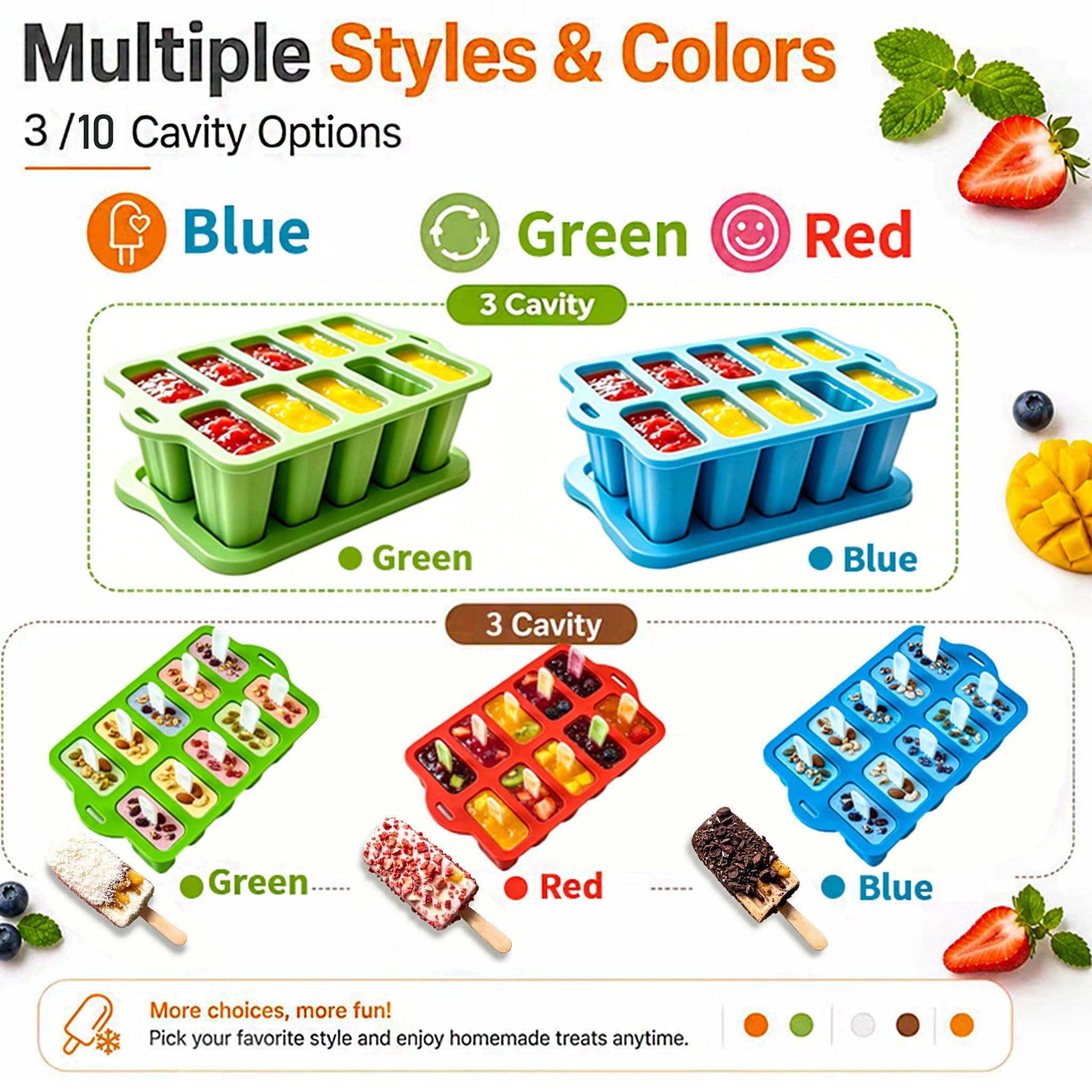 Stampi Ghiaccioli, Silicone Stampi per Gelato senza BPA,Stampo di gelato,Stampi Gelato Stecco,Stampi per Ghiaccioli in Silicone,Formine Ghiaccioli Riutilizzabili,Ghiaccioli Stampo